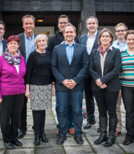 Der neue gewählte Vorstand der SPD Magdeburg: Denny Hitzeroth, Burkhard Lischka, Paul-Gerhard Stieger, Jens Rösler, Carlo Reifgerste, Uschi Biedermann, Kornelia Keune, Dr. Falko Grube, Birgit Steinmetz und Steffi Meyer
